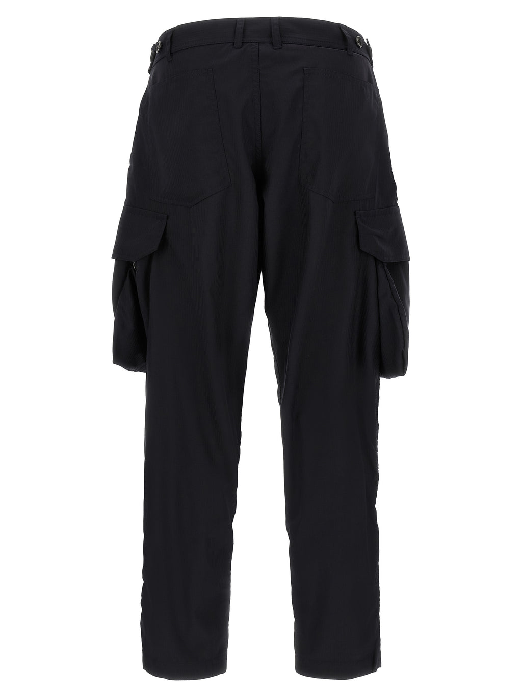 Pinstriped Blue Wool-Blend Cargo Trousers