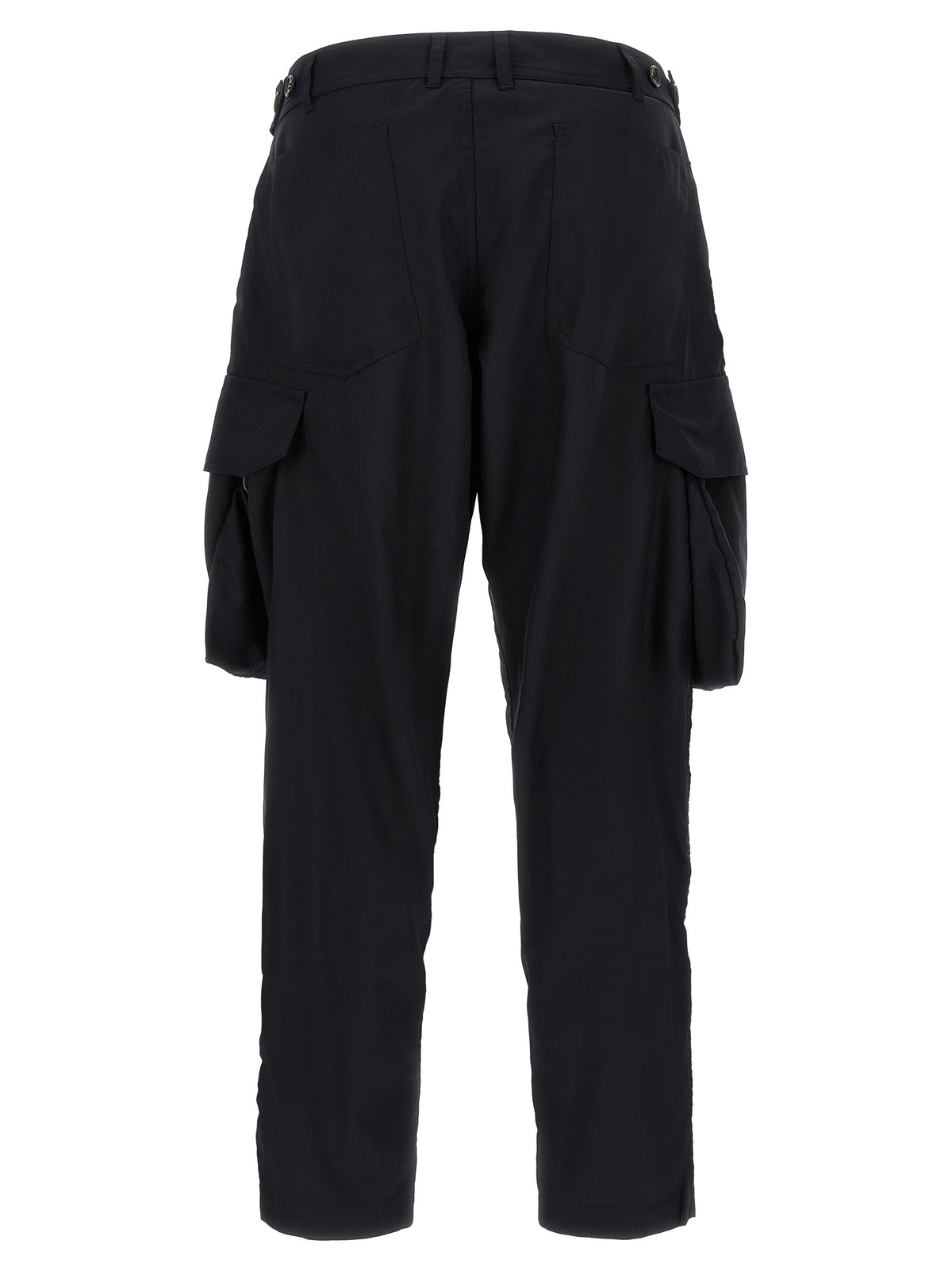 Pinstriped Blue Wool-Blend Cargo Trousers