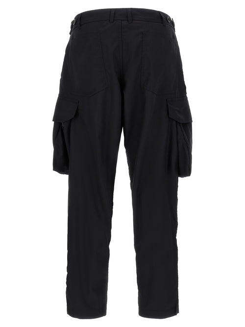 Pinstriped Blue Wool-Blend Cargo Trousers