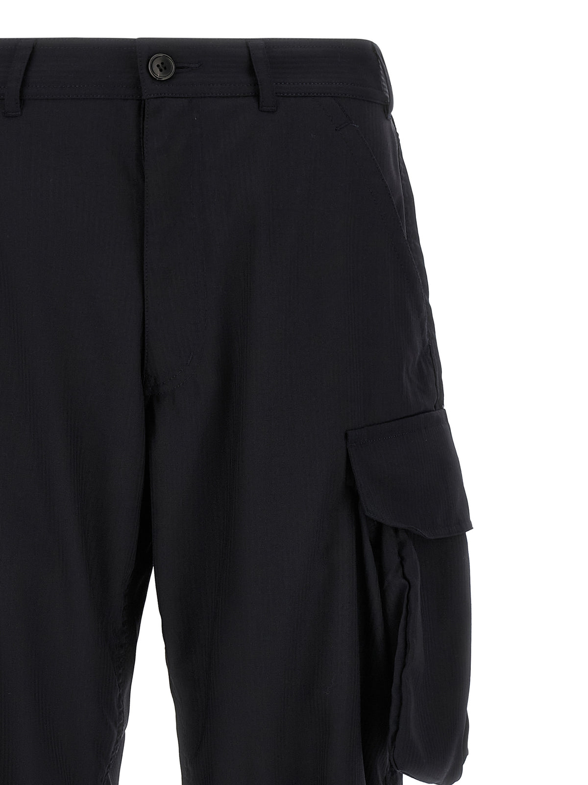 Pinstriped Blue Wool-Blend Cargo Trousers