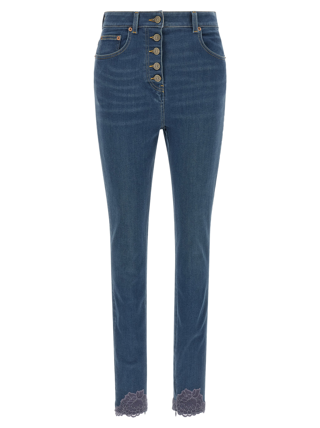 Blue High‑Waisted Cotton Denim Jeans
