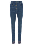 Blue High‑Waisted Cotton Denim Jeans
