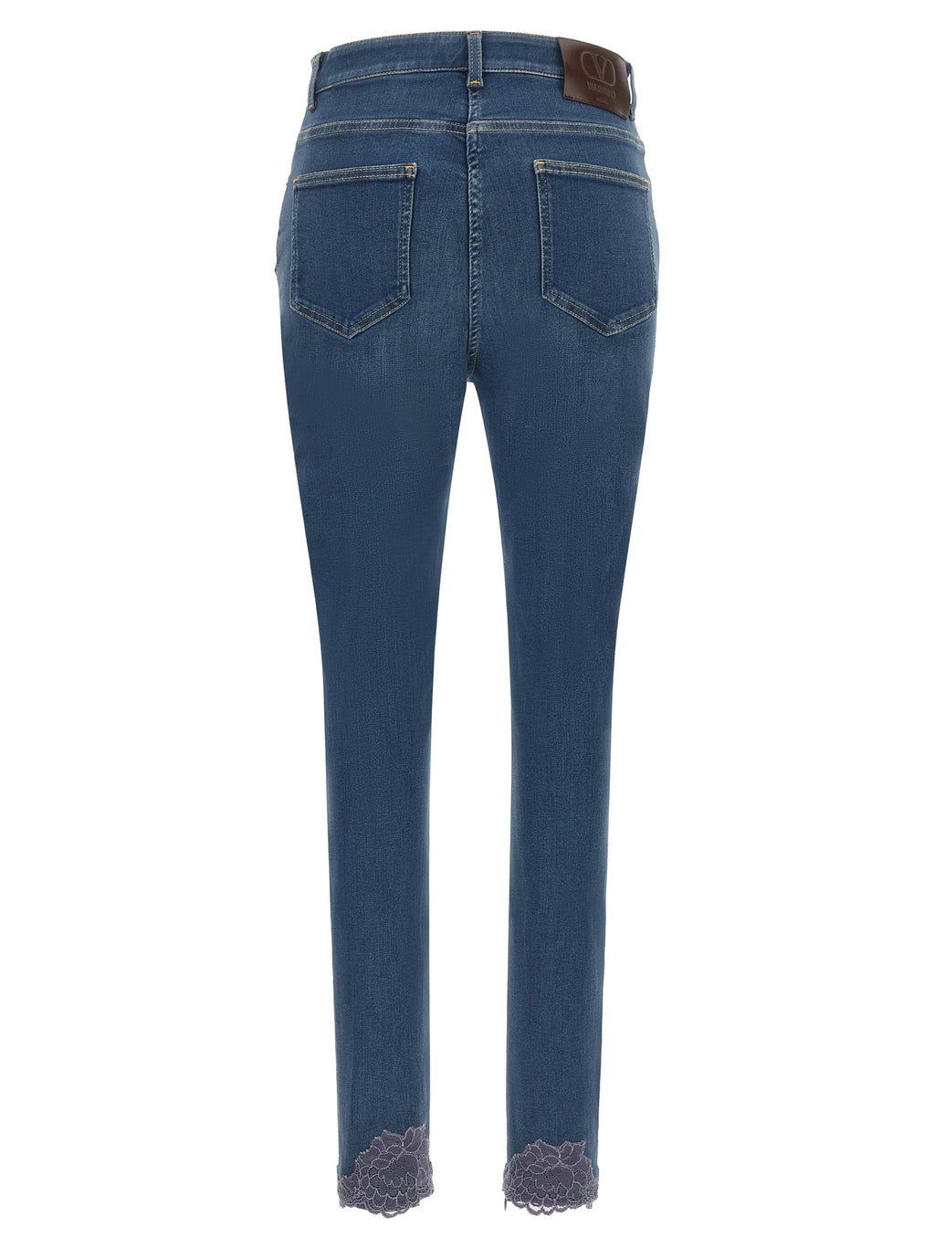 Blue High‑Waisted Cotton Denim Jeans