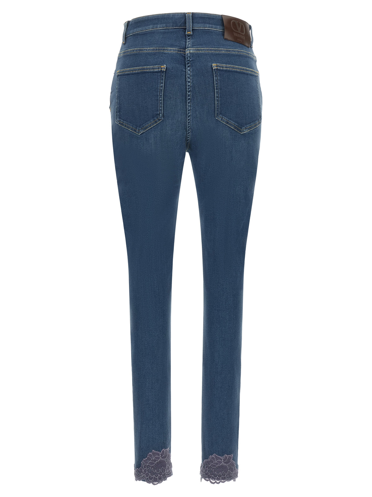 Blue High‑Waisted Cotton Denim Jeans