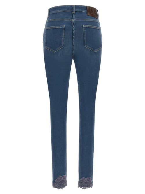 Blue High‑Waisted Cotton Denim Jeans
