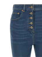 Blue High‑Waisted Cotton Denim Jeans