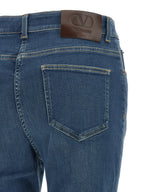 Blue High‑Waisted Cotton Denim Jeans
