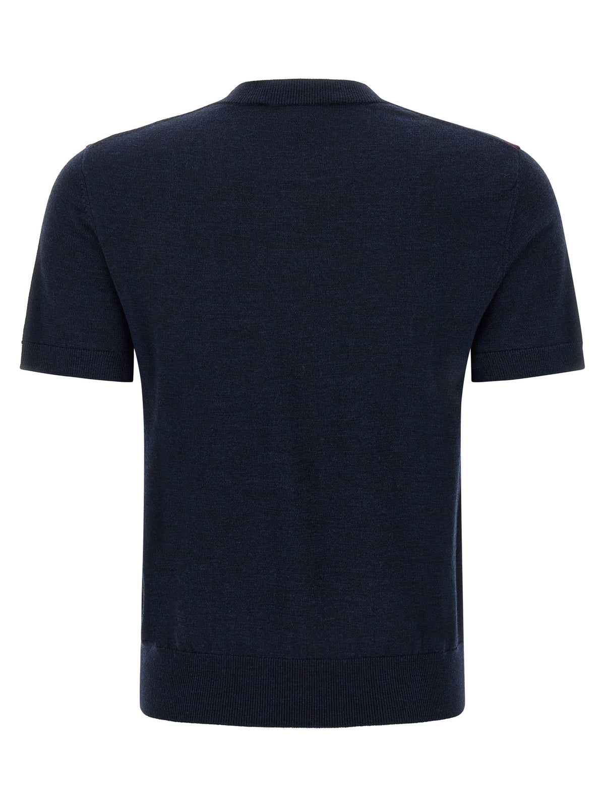 Merino Wool Argyle Short-Sleeved Cardigan