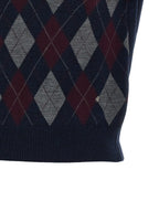 Merino Wool Argyle Short-Sleeved Cardigan