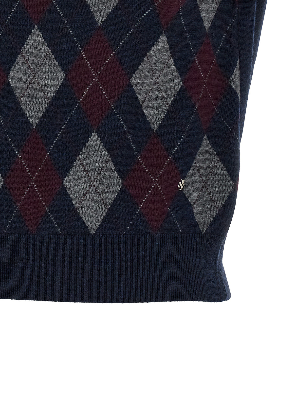 Merino Wool Argyle Short-Sleeved Cardigan