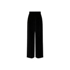Black High-Waist Wide-Leg Cotton Pants