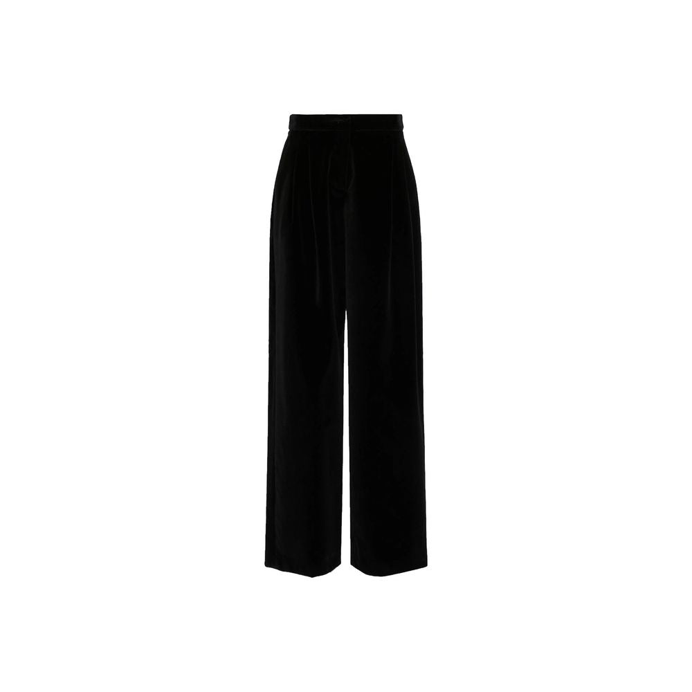 Black High-Waist Wide-Leg Cotton Pants