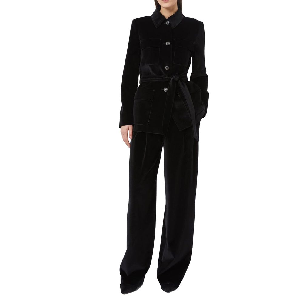 Black High-Waist Wide-Leg Cotton Pants