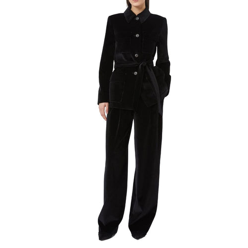 Black High-Waist Wide-Leg Cotton Pants