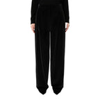 Black High-Waist Wide-Leg Cotton Pants