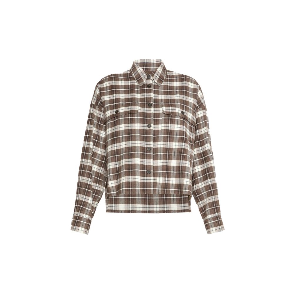 Brown Wool-Cotton Flannel Dress Shirt