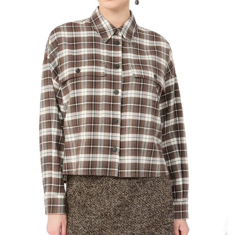 Brown Wool-Cotton Flannel Dress Shirt