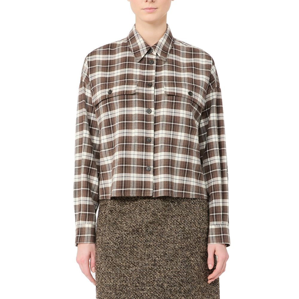 Brown Wool-Cotton Flannel Dress Shirt