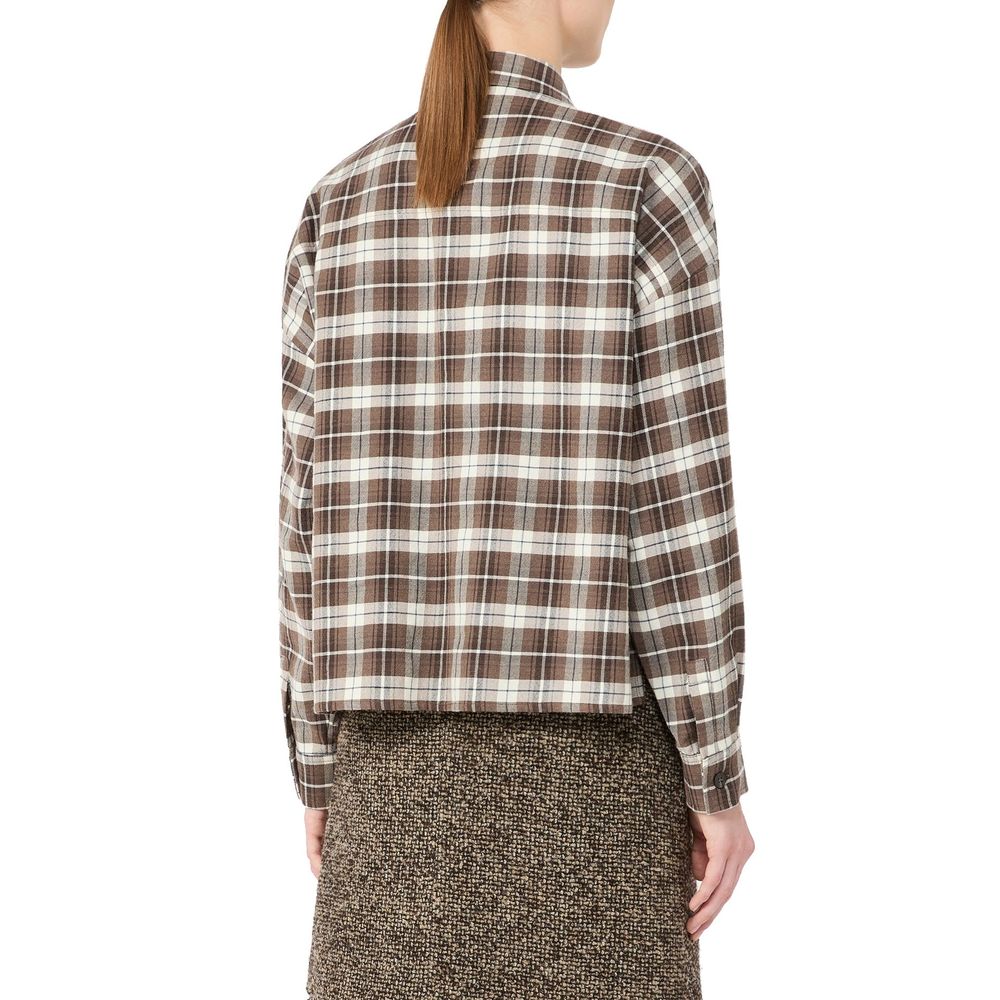 Brown Wool-Cotton Flannel Dress Shirt