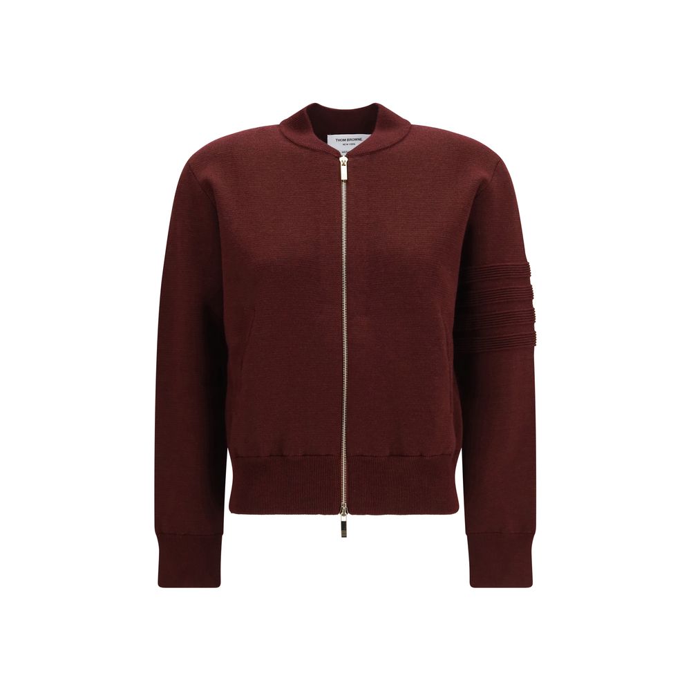 Ottoman Milano Stitch 4‑Bar Bomber Jacket in Merino Wool & Linen