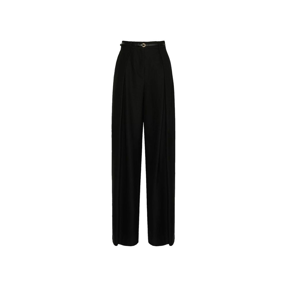 Black Elastane Wool Twill Dress Pants
