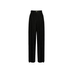 Black Elastane Wool Twill Dress Pants