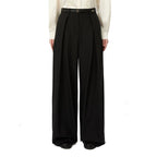 Black Elastane Wool Twill Dress Pants