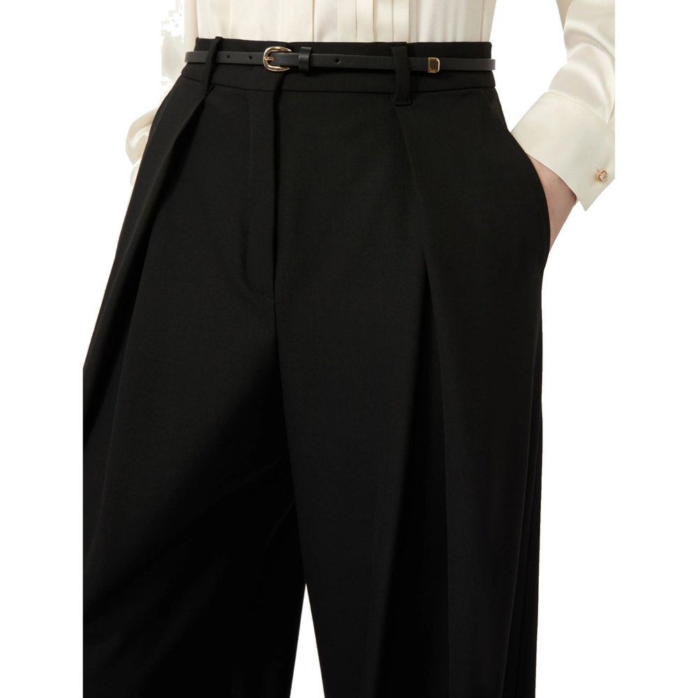 Black Elastane Wool Twill Dress Pants