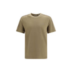 Bicolor Cotton T-Shirt with Beige Sand Check and Equestrian Knight Detail
