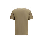 Bicolor Cotton T-Shirt with Beige Sand Check and Equestrian Knight Detail