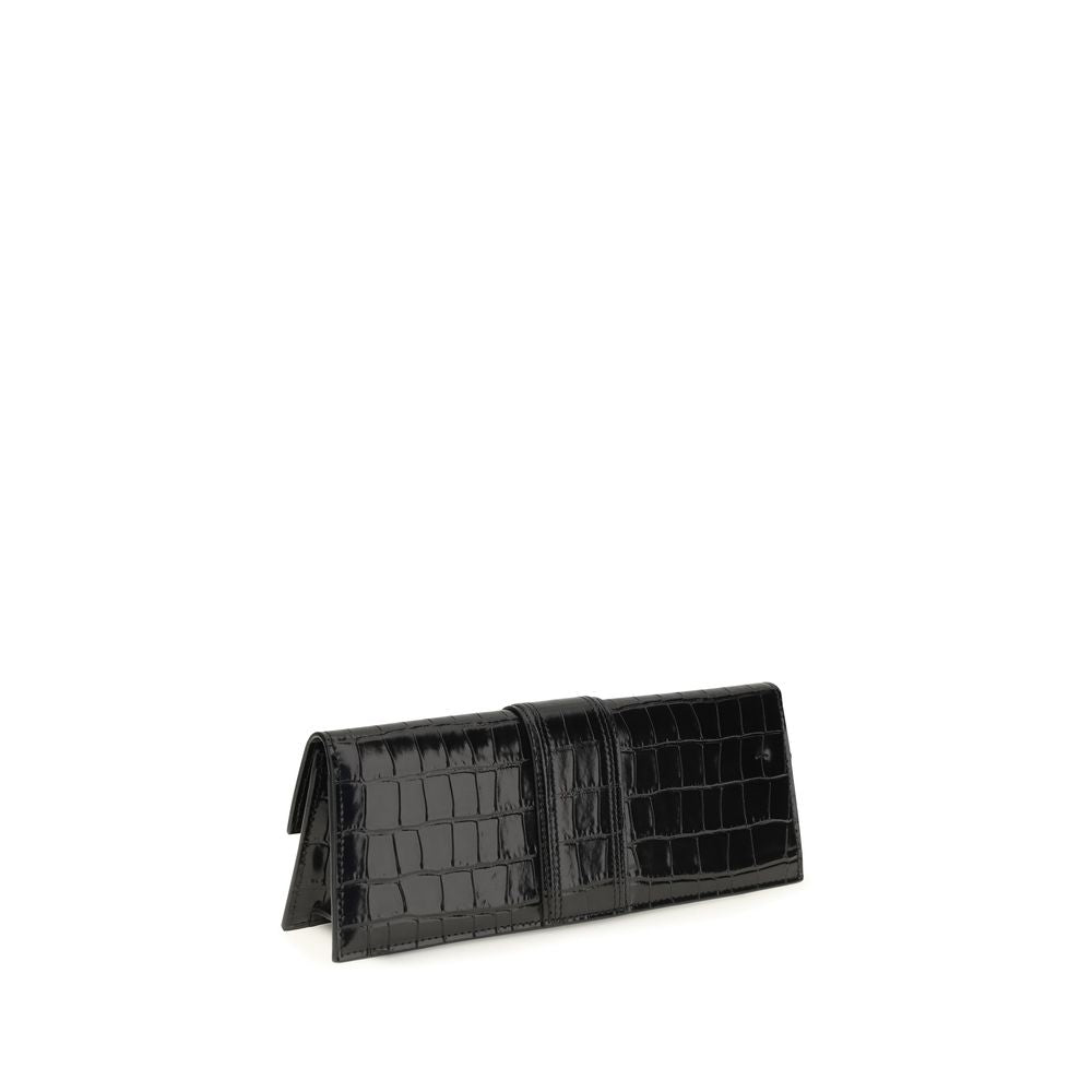 Black Calf Leather Bambino Pouch Clutch