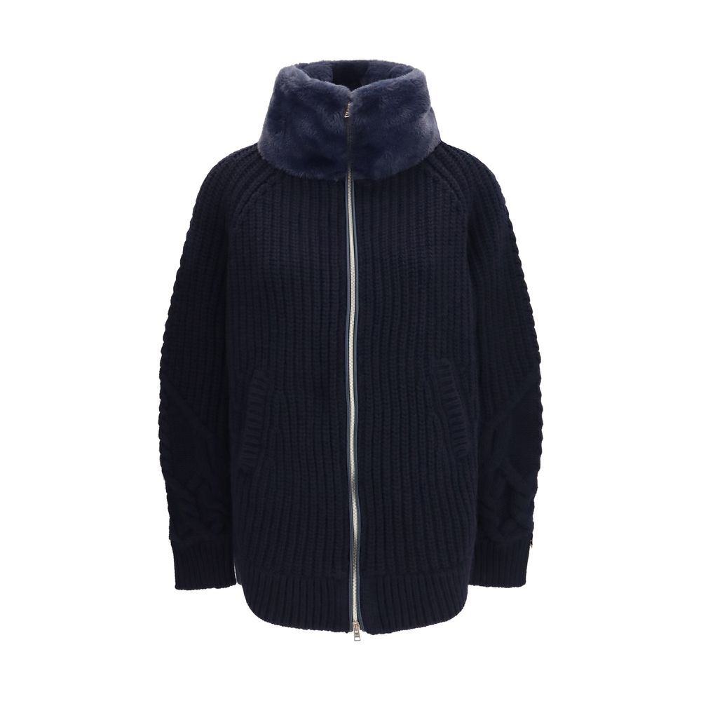 Merino Wool High-Neck Fur Jacket