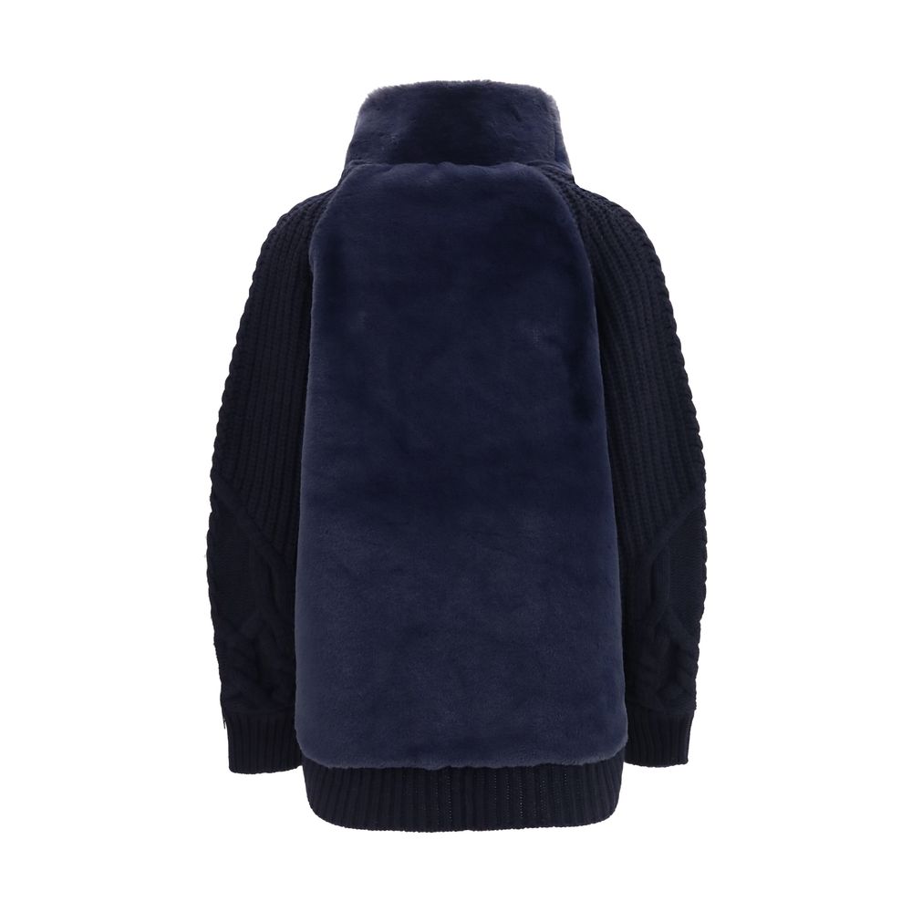 Merino Wool High-Neck Fur Jacket
