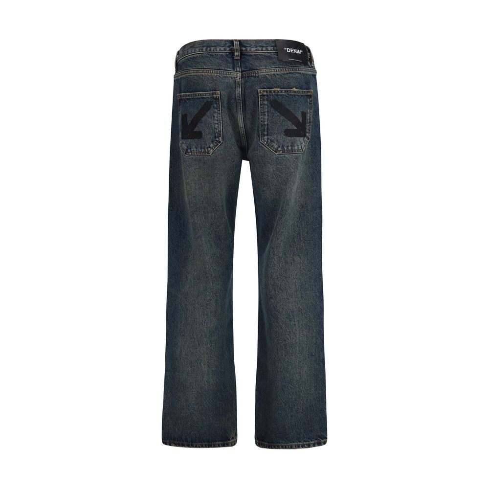 Half Arrow Jeans Blue Cotton Straight-Leg