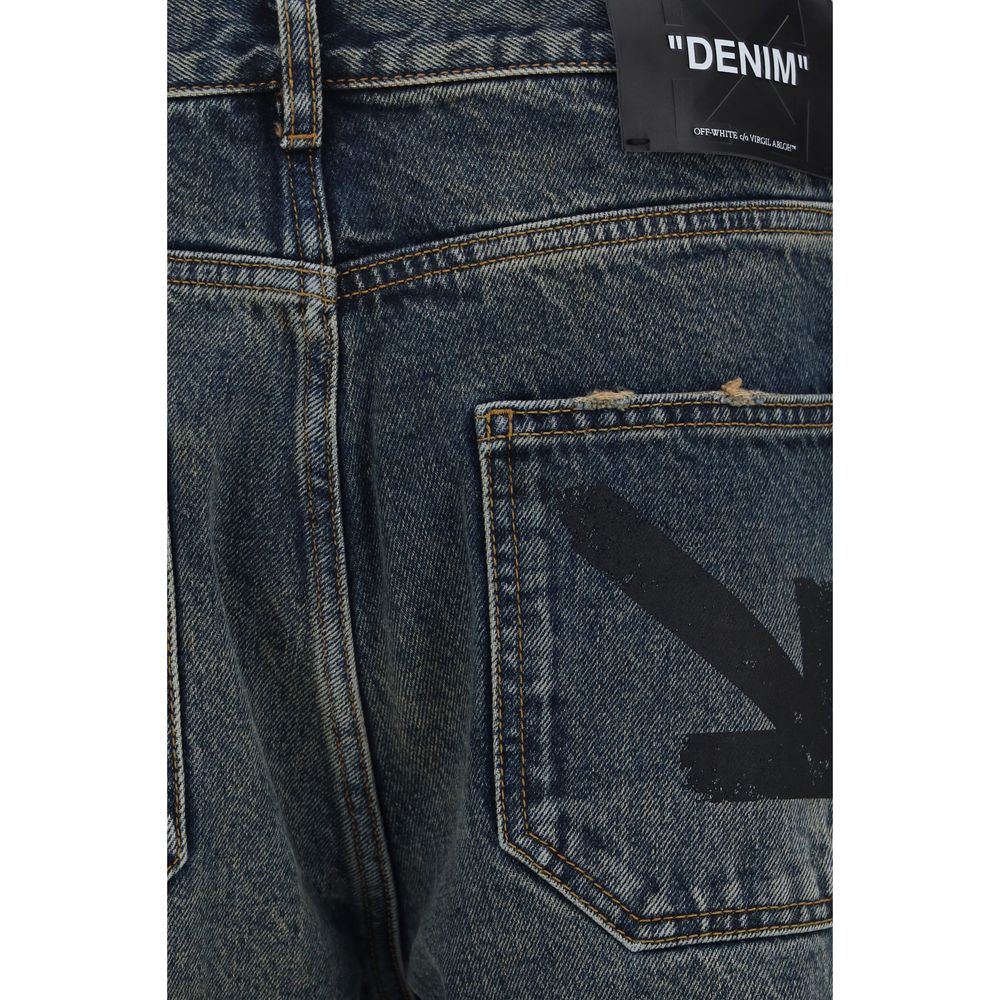Half Arrow Jeans Blue Cotton Straight-Leg