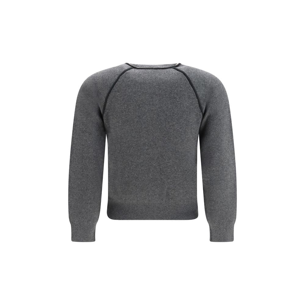 Gray Cotton Merino Wool Loriby Logo Sweater