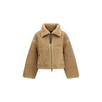 Beige Full-Length Polyester Jacket