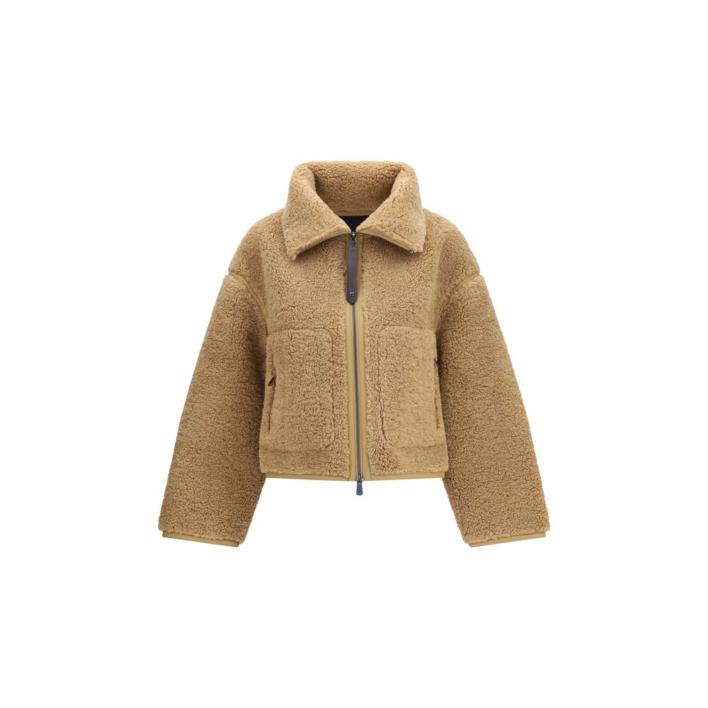 Beige Full-Length Polyester Jacket