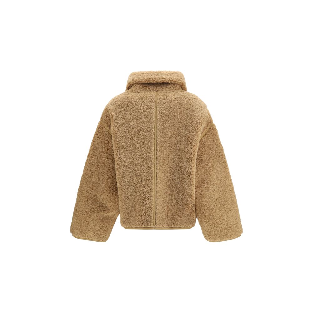 Beige Full-Length Polyester Jacket