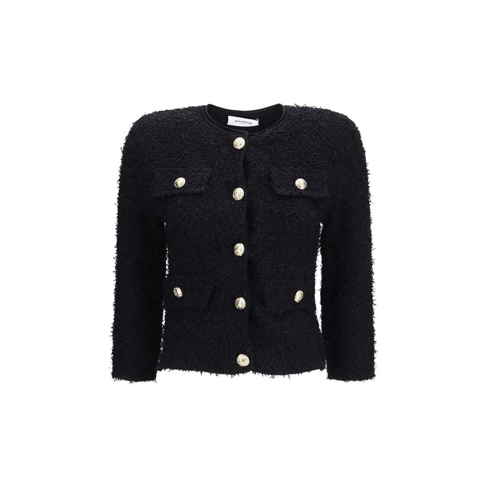 Viscose Tweed Double‑Breasted Cropped Jacket