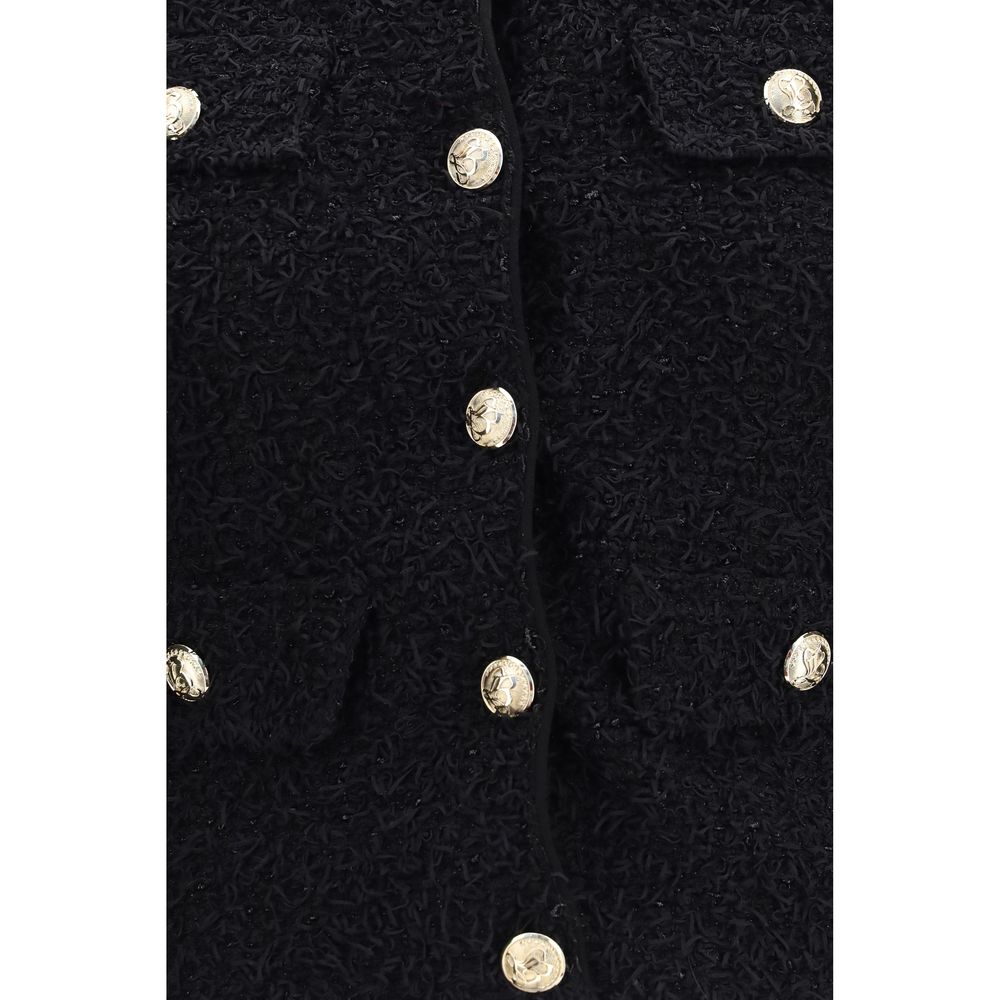 Viscose Tweed Double‑Breasted Cropped Jacket