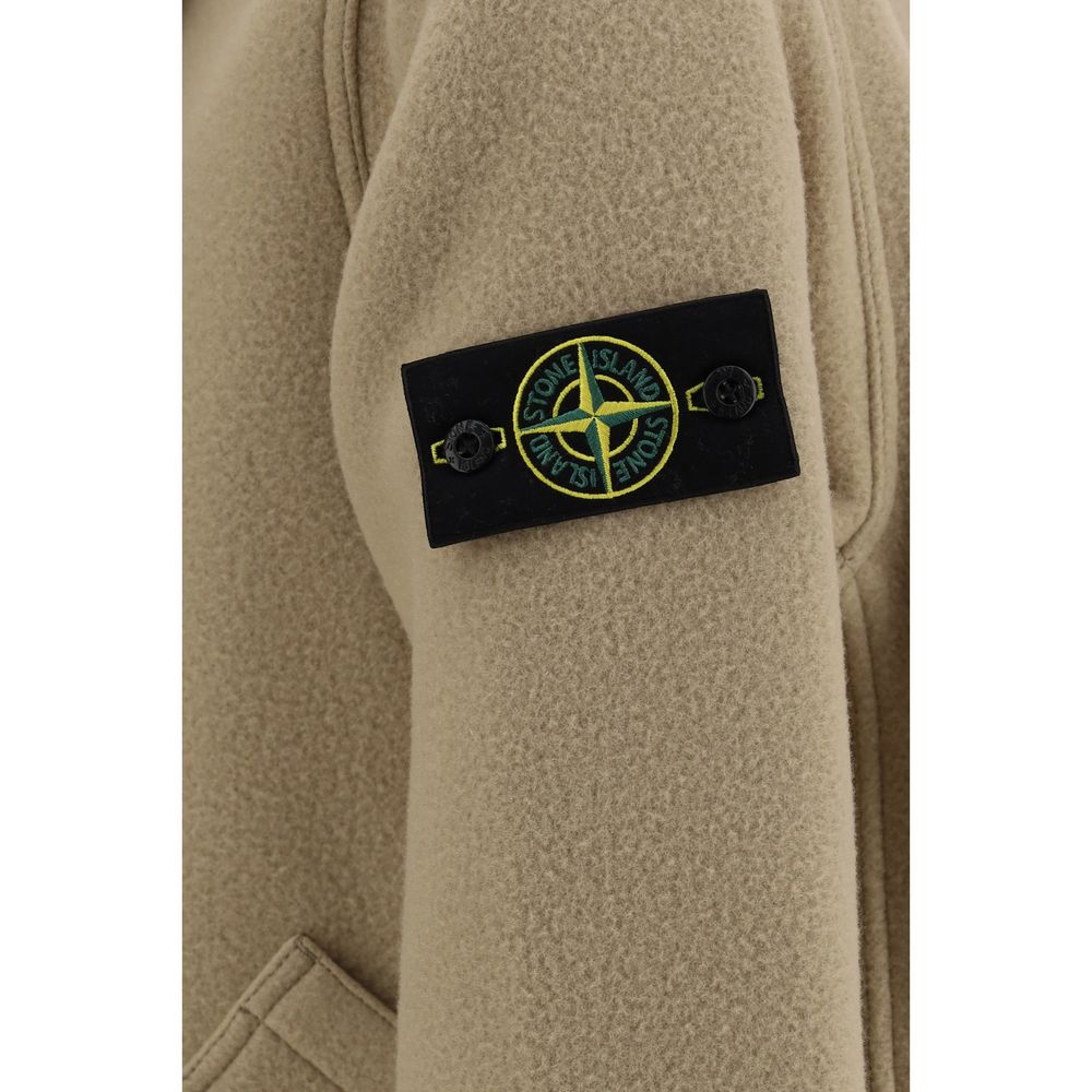 Beige Wool and Cashmere Full-Length Jacket