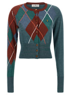 Wool-Blend Argyle Cropped Cardigan