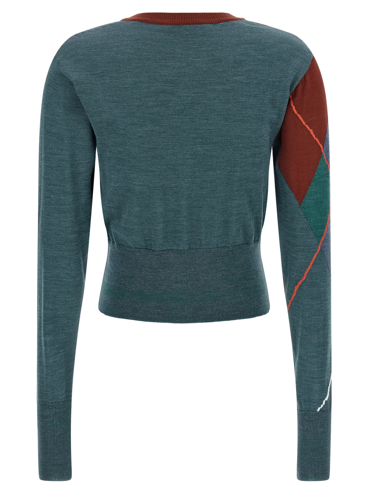 Wool-Blend Argyle Cropped Cardigan