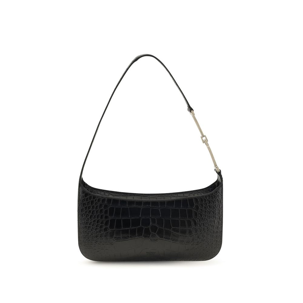 Small Crocodile-Print Calf Leather Shoulder Bag