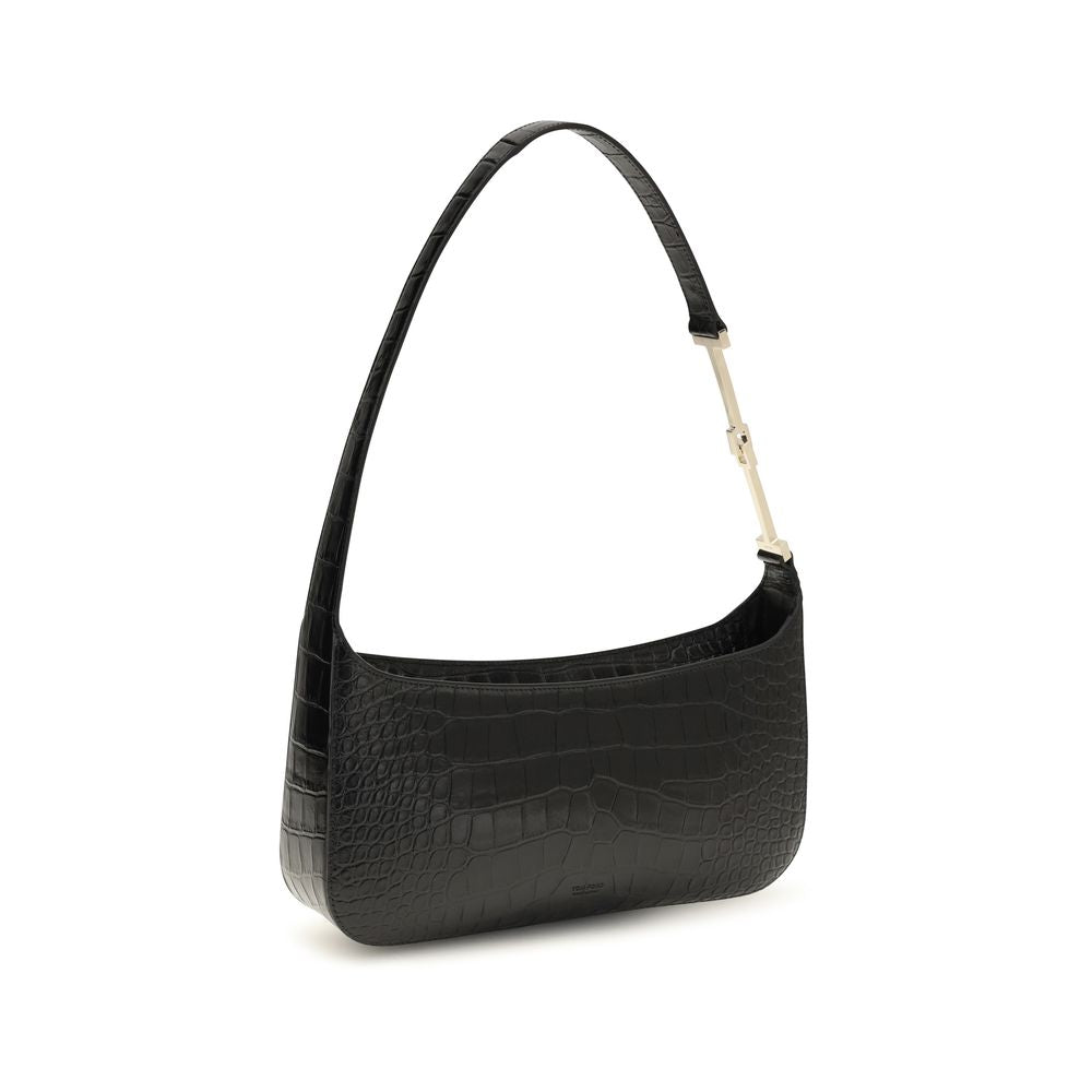 Small Crocodile-Print Calf Leather Shoulder Bag