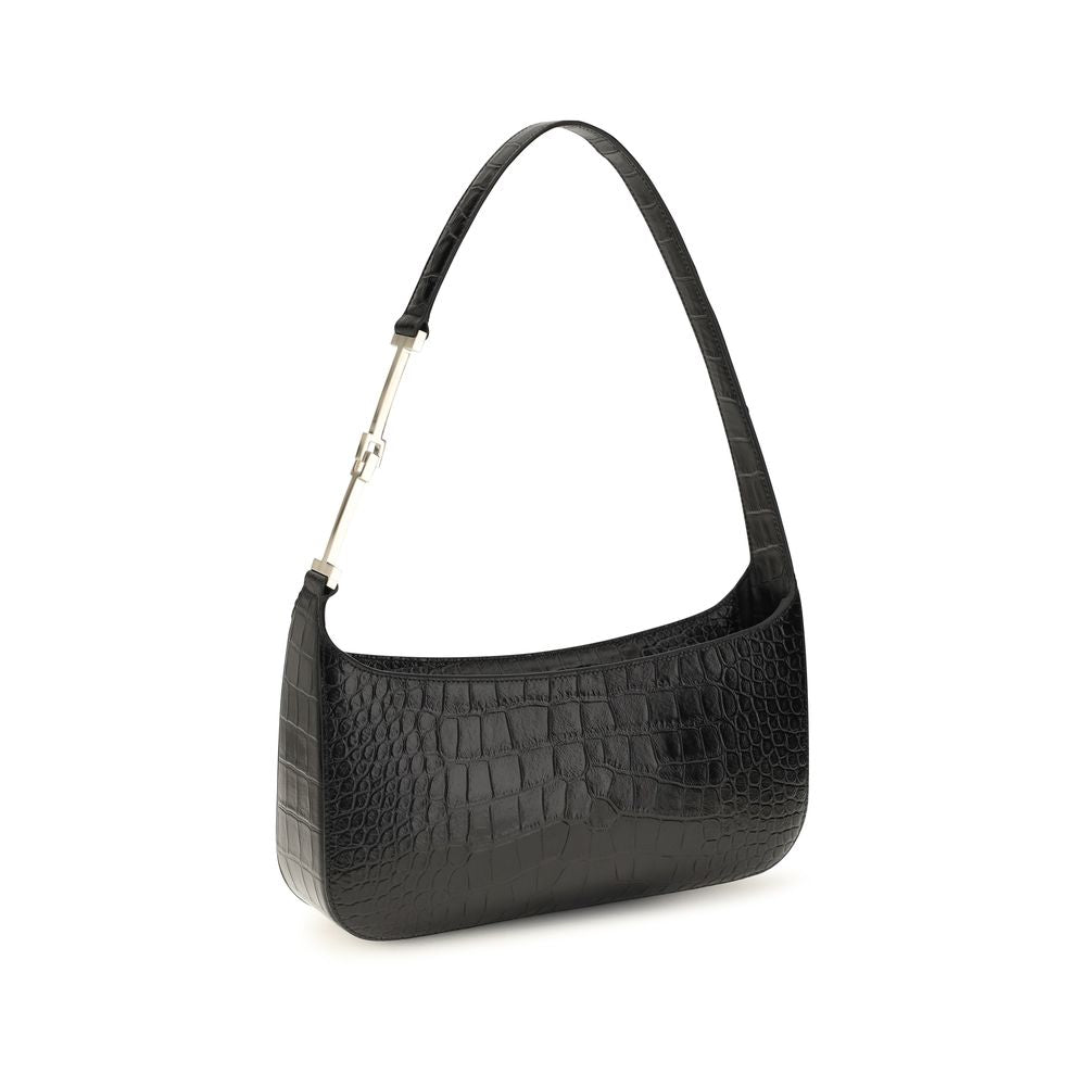 Small Crocodile-Print Calf Leather Shoulder Bag