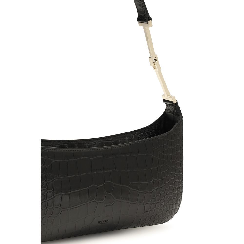 Small Crocodile-Print Calf Leather Shoulder Bag