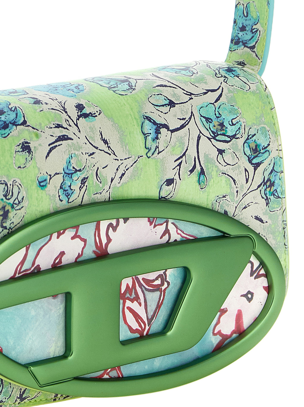 Structured Floral Print Leather-Effect Shoulder Bag