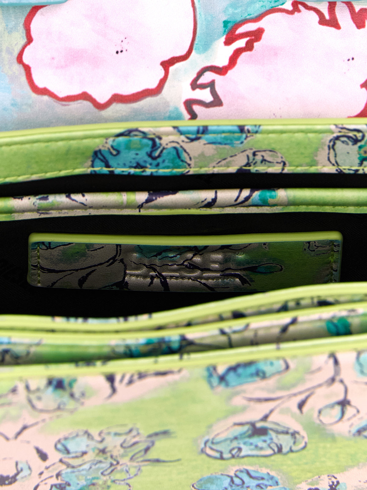 Structured Floral Print Leather-Effect Shoulder Bag